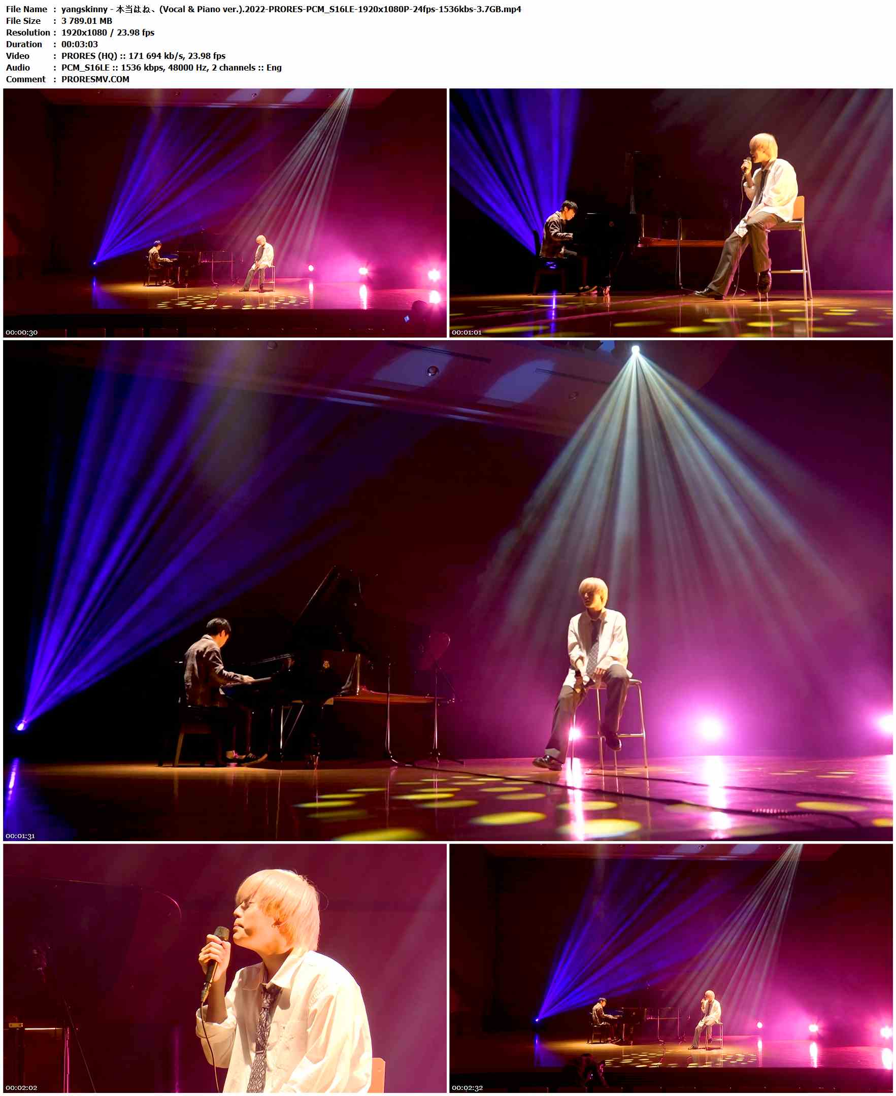 yangskinny - 本当はね、(Vocal & Piano ver.).2022-PRORES-PCM_S16LE-1920x1080P-24fps-1536kbs-3.7GB官方MV_高清MV